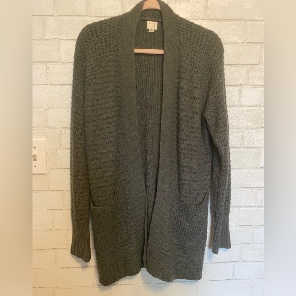 A new day gray cardigan crochet sweater size medium #043